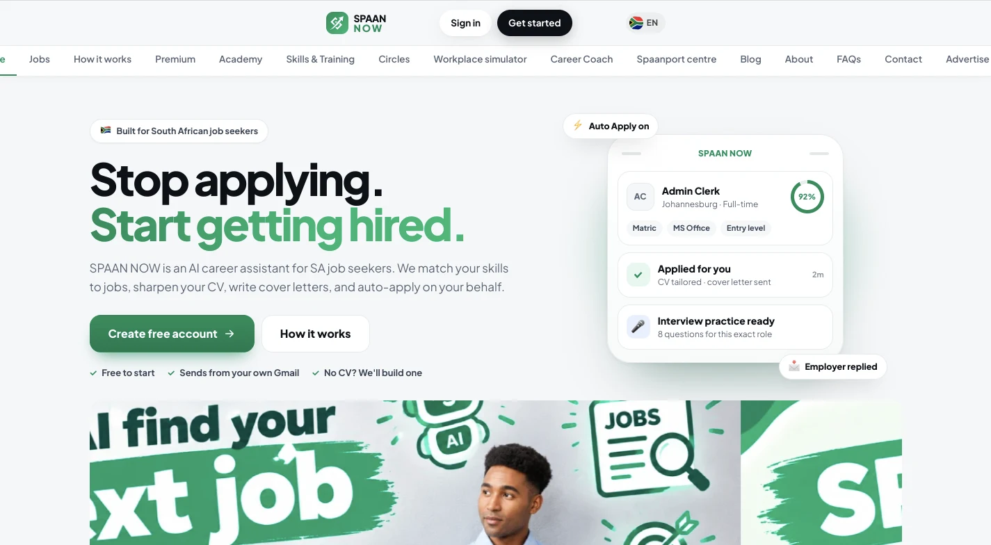 SPAAN NOW AI career assistant for South African job seekers